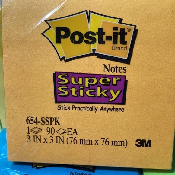 Super Sticky Post It Notes Blue Green Yellow Orange - Picture 6 of 11
